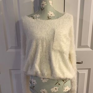 White fuzzy sweater